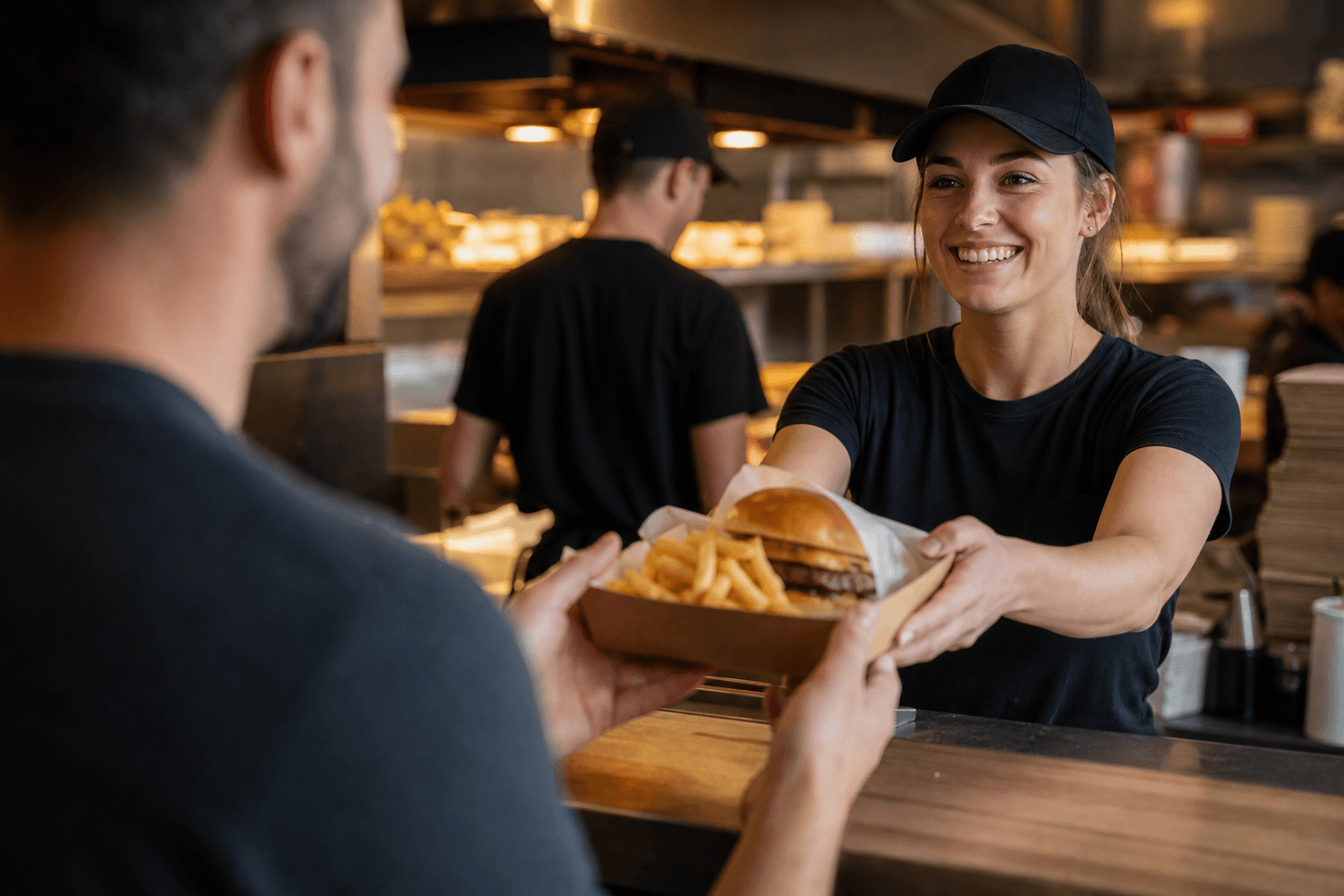 Busy fast food and takeaway counter