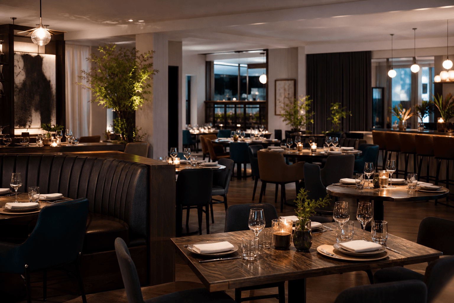 Restaurant dining room for multi-branch groups